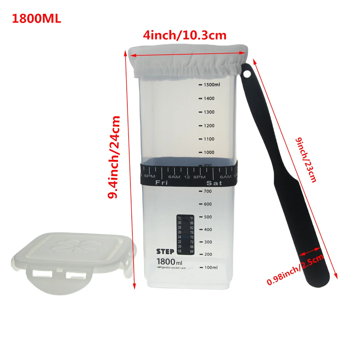 1800 مللي مجموعة جرة بداية العجين المخمر مع مقياس ميزان الحرارة ورقة مقاومة للحرارة العجين المخمر واسعة الفم جرة العجين المخمر