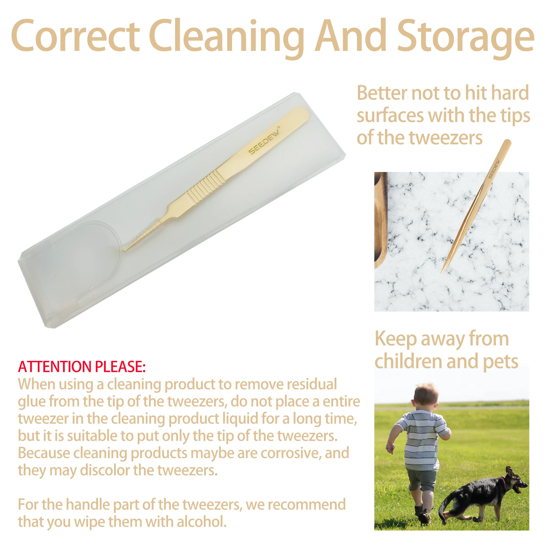 SEEDEW Versatile Stainless Steel Tweezers High Precision False Eyelashes Tweezers Make Up Tools