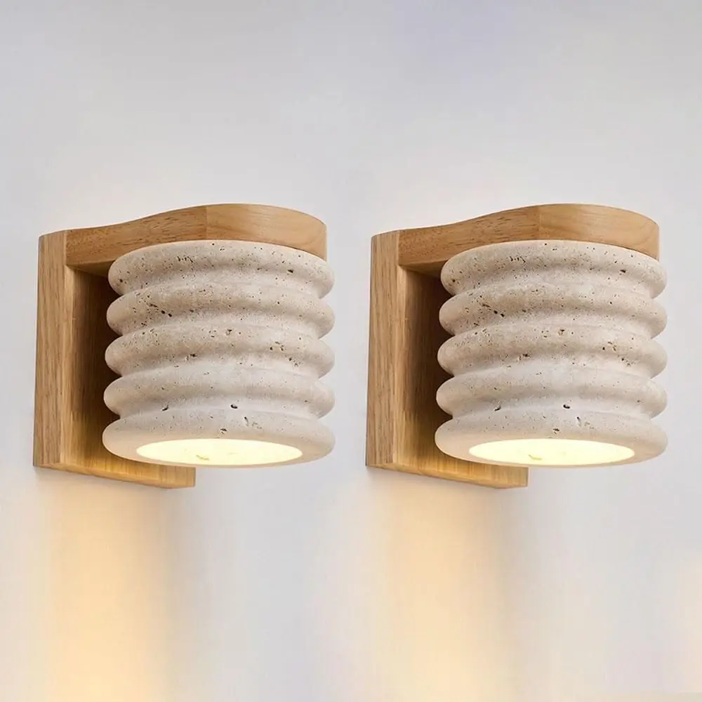 

Retro Wabi-Sabi Japanese Style LED Light Travertine Marble for Bedroom Living Room Dining Room Hallway Staircase Decor Wall Lamp