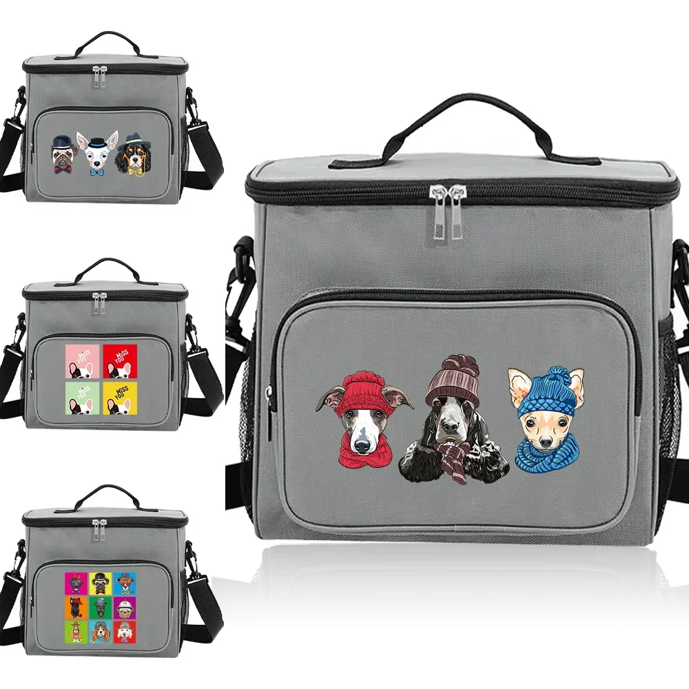 

Portable Lunch Container Grey Color for Teens Stylish and Insulated Cooler Original Cute Dog Printing Dinner Box 2024