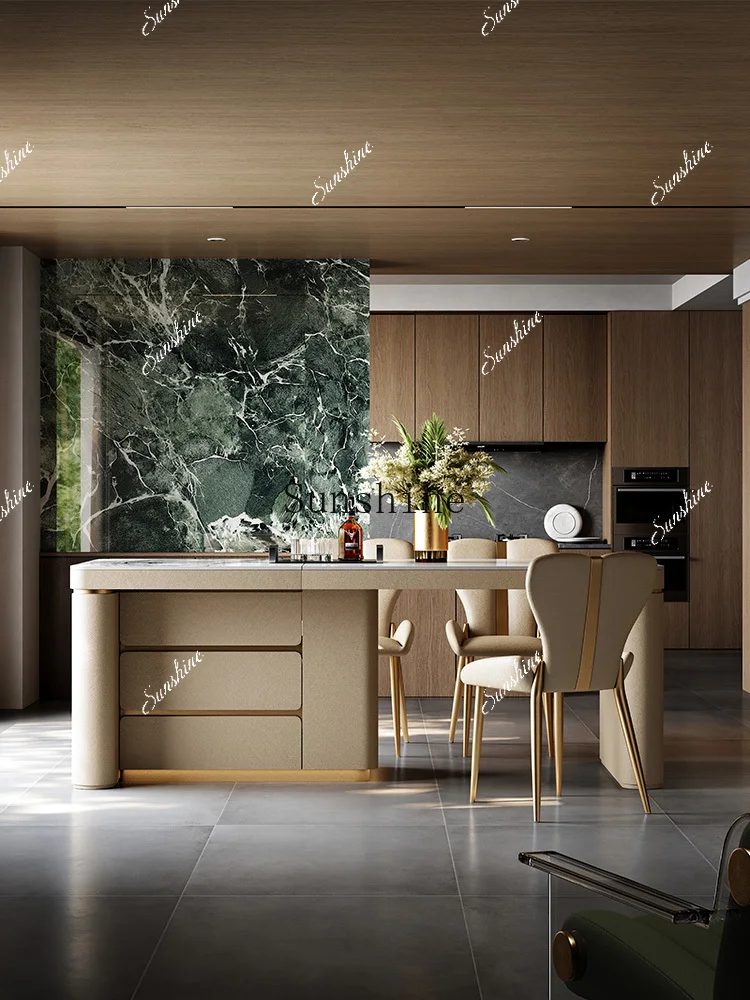 Light luxury high-end electric lifting island dining table integrated household retractable small apartment openYY