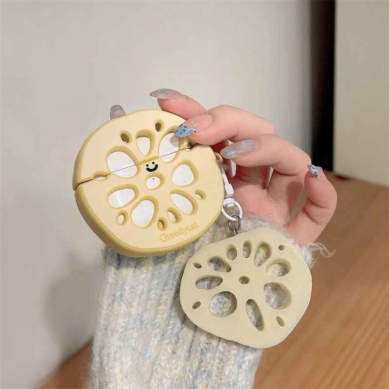 Lotus Root Earphone Cover For Apple AirPods 4 1 2 3 Generation Airpods Pro/Pro2 Wireless Bluetooth Headphone Case With Pendant