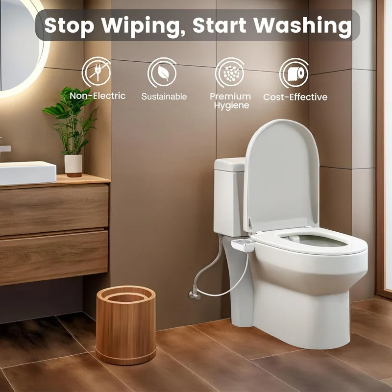Portable Bidet Sprayer Foldable Nozzle Manual Toilet Bidet Button Control No Electricity Needed Small Size