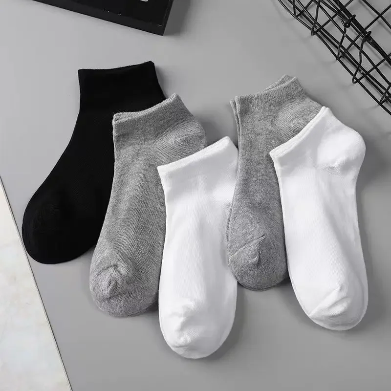 5/10Pairs Women Men Socks Low Cut Breathable Business Boat Sock Solid Color Comfortable Ankle Thin Casual White Black Summer