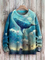 PLstar Cosmos-suéter con estampado 3D de ballena oceánica, tiburón, tortuga marina, medusas, Manta Ray, suéter feo, informal, Unisex, Invierno