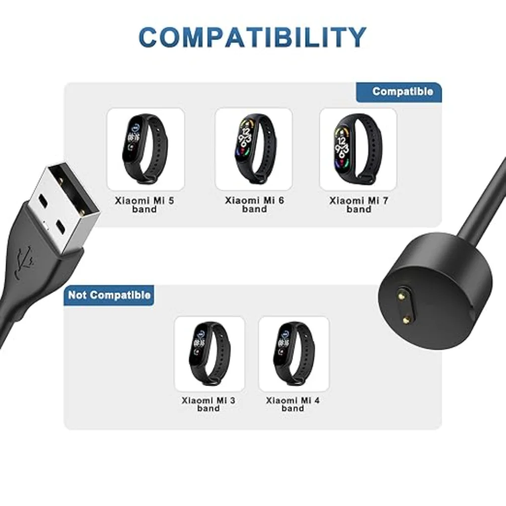 كابل الشحن مناسب لـ Xiaomi Mi Band 7 (غير متوافق مع Xiaomi 7pro)/6/5 شاحن بديل لشاحن الساعة الذكية USB #4