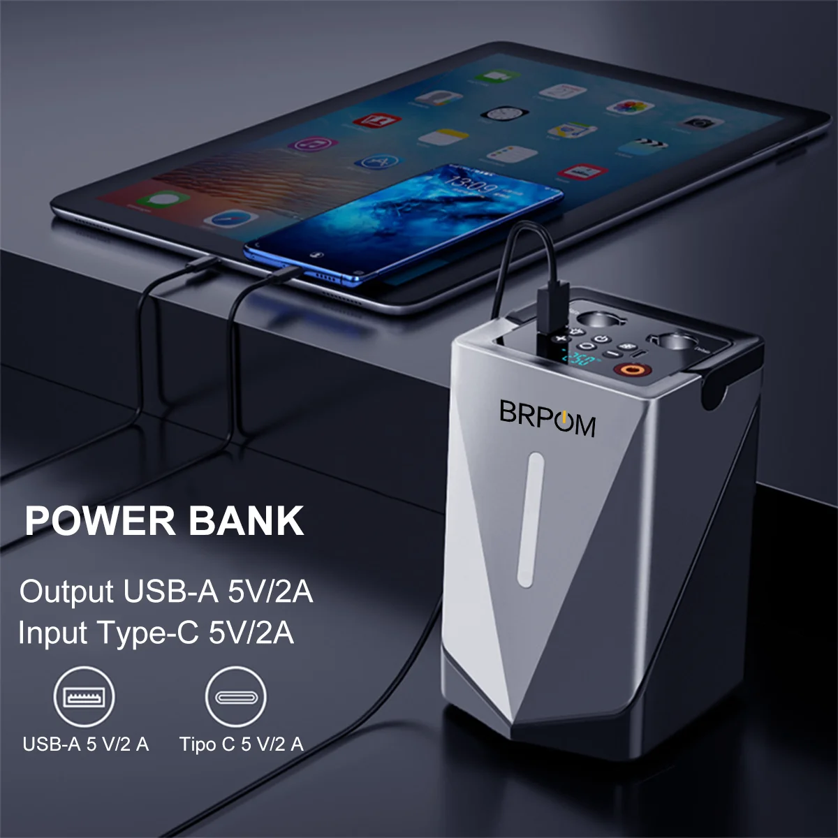 Автомобильный стартер, воздушный компрессор, воздуходувка для барбекю, воздушный насос, портативный усилитель аккумулятора, надувной насос, внешний аккумулятор, светодиодное освещение