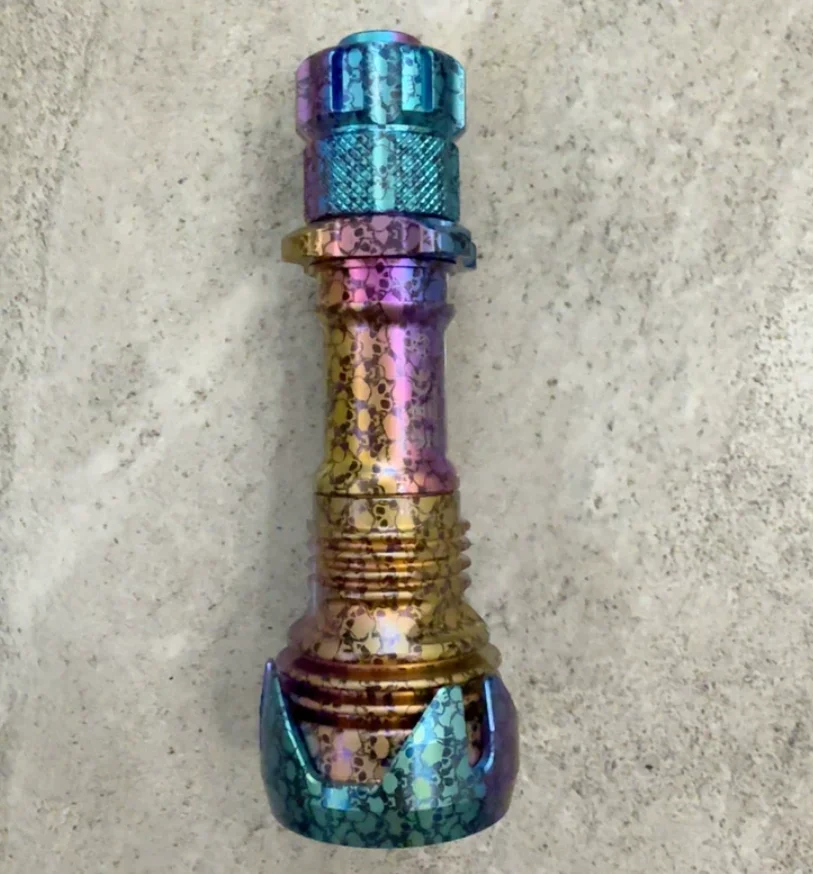 Used EDC Manker Striker Mini Rainbow Titanium flashlight Outdoor Tools Strong Light Torch Lamp Decompression Toy
