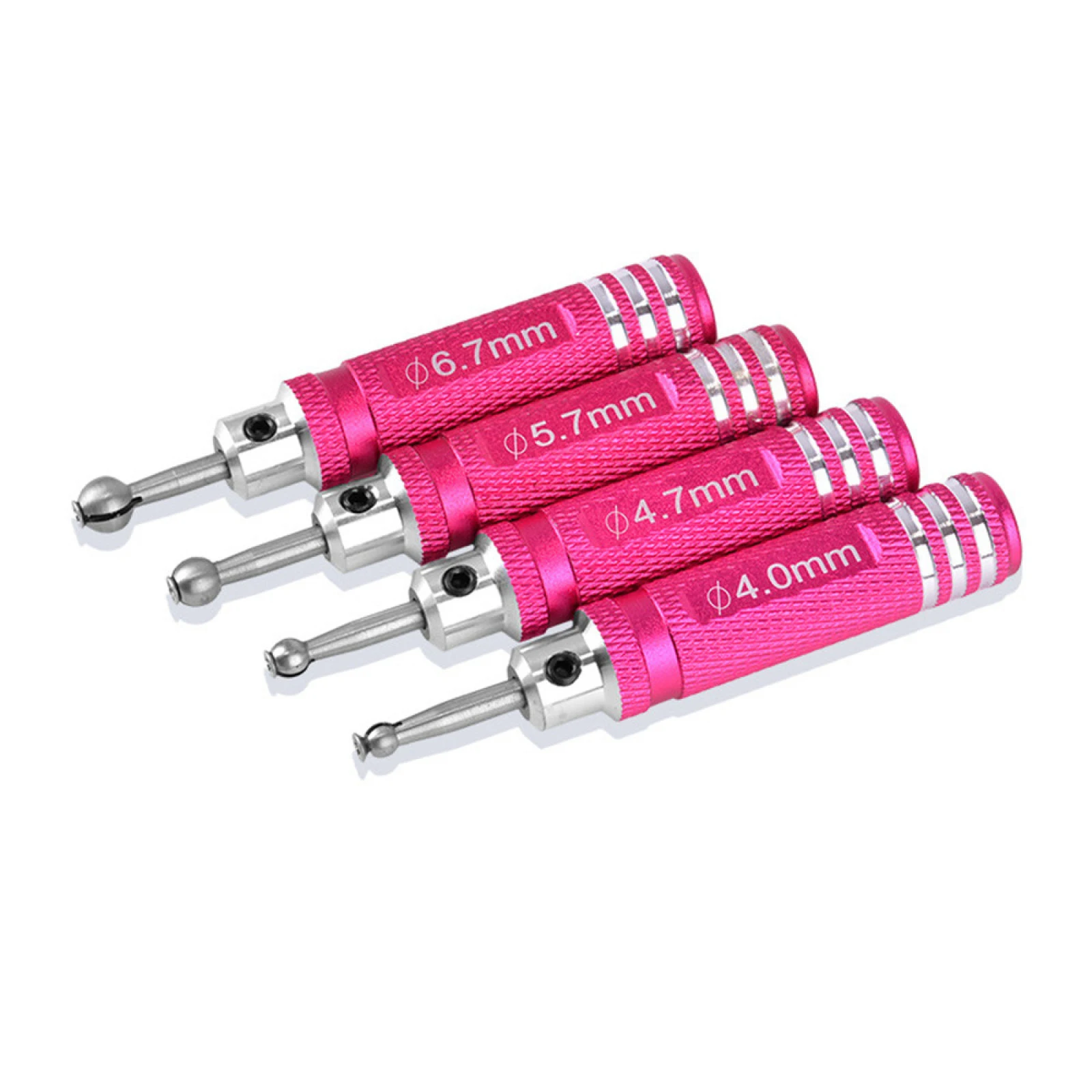 4Pcs/Set Steel Aluminum 4.0mm 4.7mm 5.7mm 6.7mm Ball Head Reamer Driver Repair Tools Kit For RC Model Car Accessories Durable