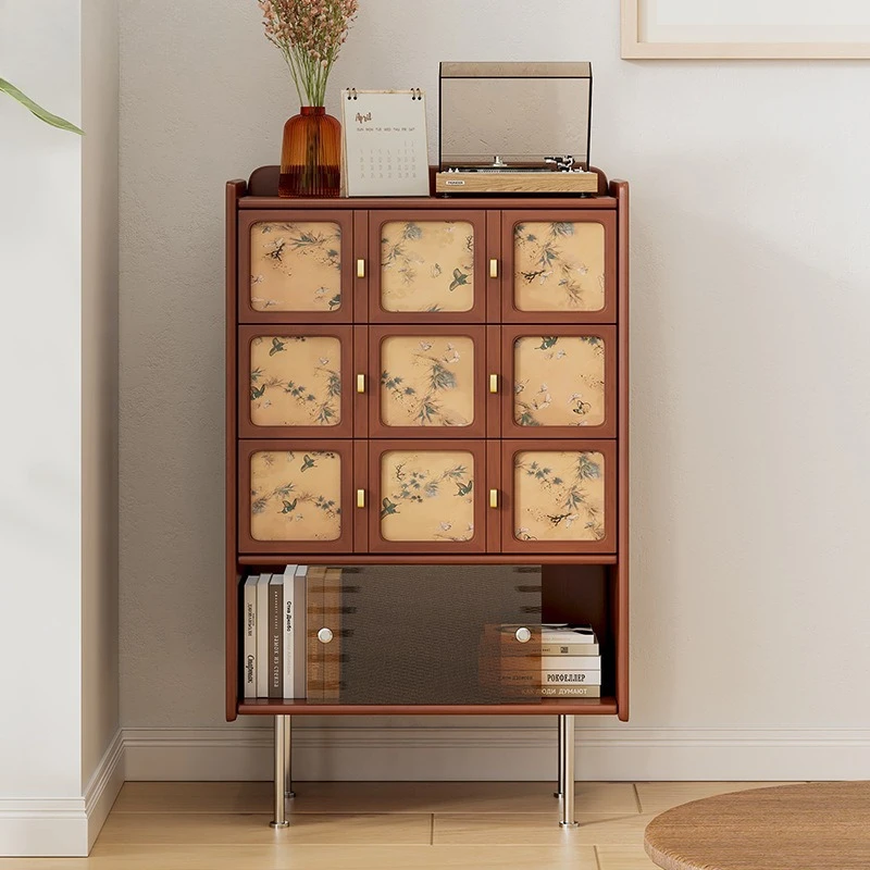 バケットキャビネット無垢材レトロリビングルームダイニングサイドキャビネットキッチンロッカー中世風ロッカーウォールキャビネット