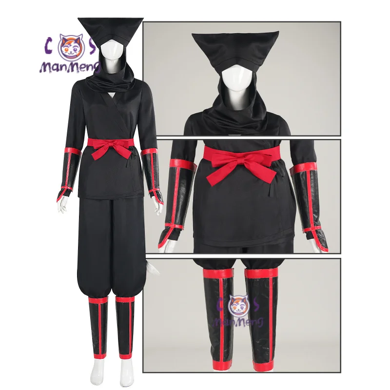 Anime Delicious in Dungeon Cosplay Izutsumi Costume Mask, tail, leg guards, wrist guards, dark one-piece suit Halloween uniform