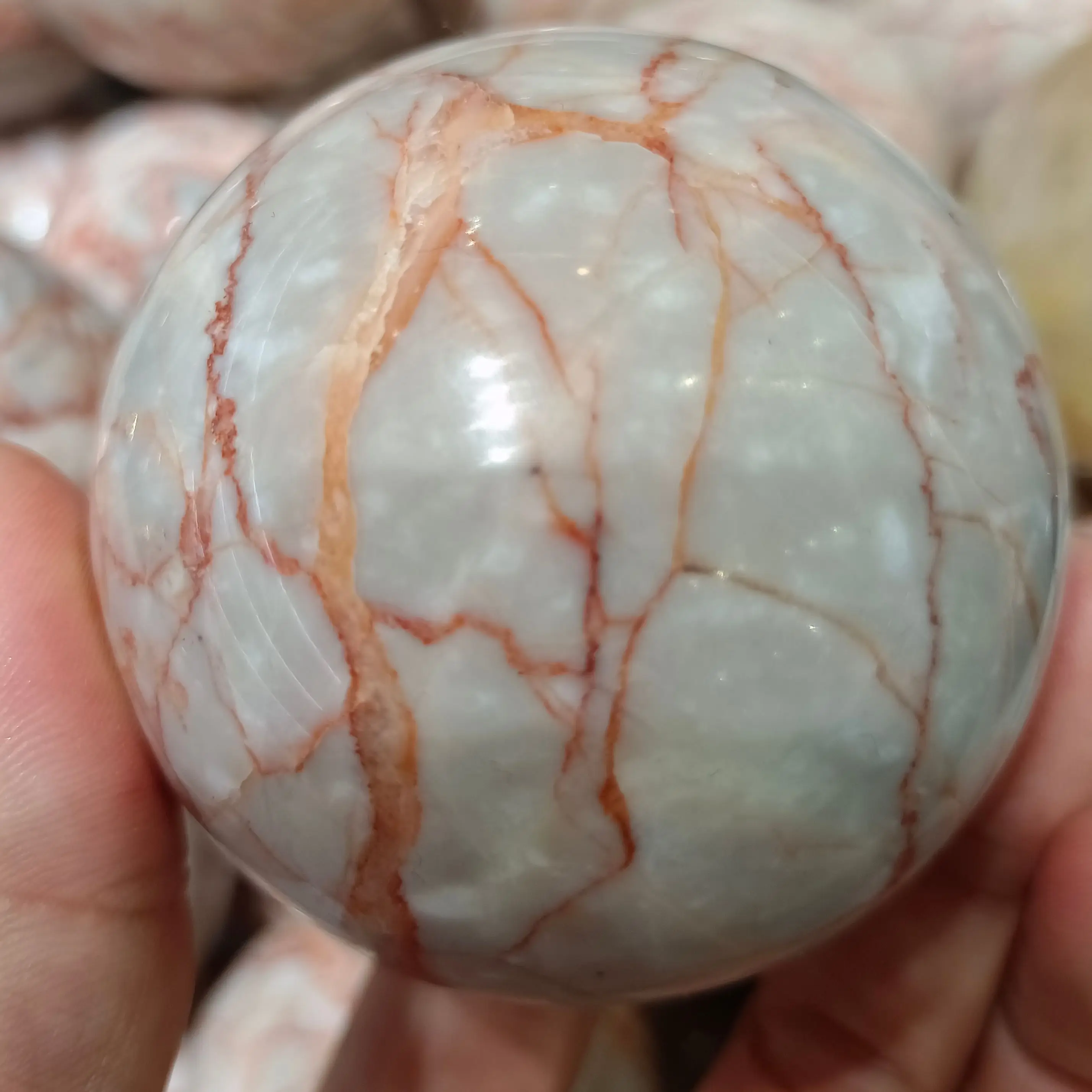 

Natural Red Network Stone Ball Crystal Energy Healing Home Decoration Craft Gifts Feng Shui Ornaments