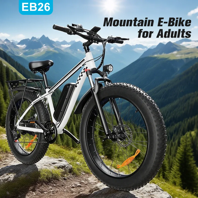 

US Shipping Electric City E Bike Adult 1000W Brushless 48V 15AH Electronic Fast Charging Battery 26inch Fat Tire Dual Suspension