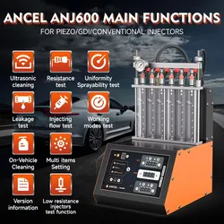 ANCEL ANJ600 GDI Piezo 6-Cylinder Fuel Injector Heating Cleaning Tester Machine 110V 220V Car Motorcycle Ultrasonic Cleaner Tool