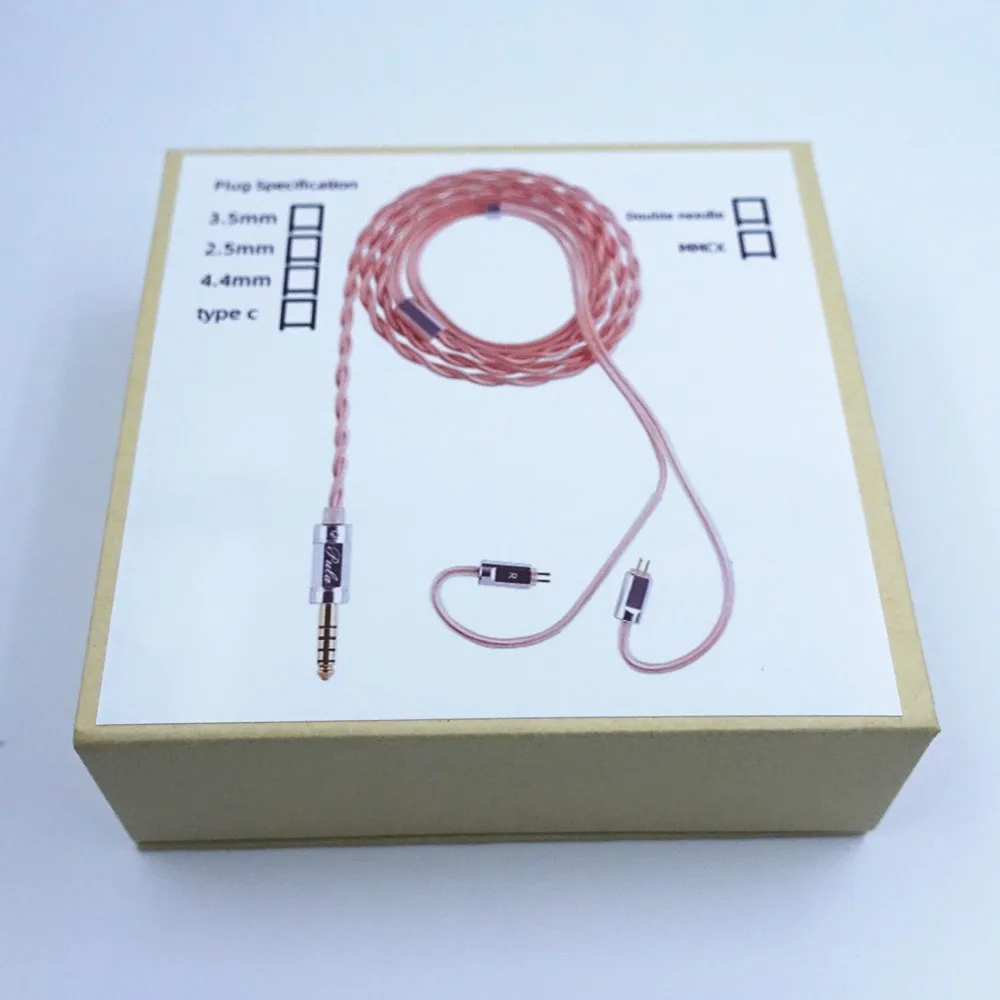 Kabel PULA słuchawki hi-fi IEM pojedynczy miedziane z kryształami przewód modernizacyjny 2.5/3.5/4.4mm typ C wtyczka 0.78mm 2-pinowa złącze MMCX