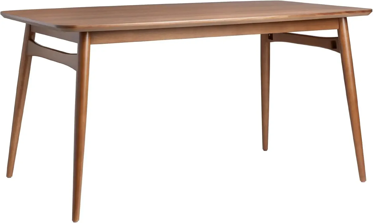 Edison Mid-Century Modern Solid Wood Tapered-Leg Dining Table, 59 Inch, Walnut