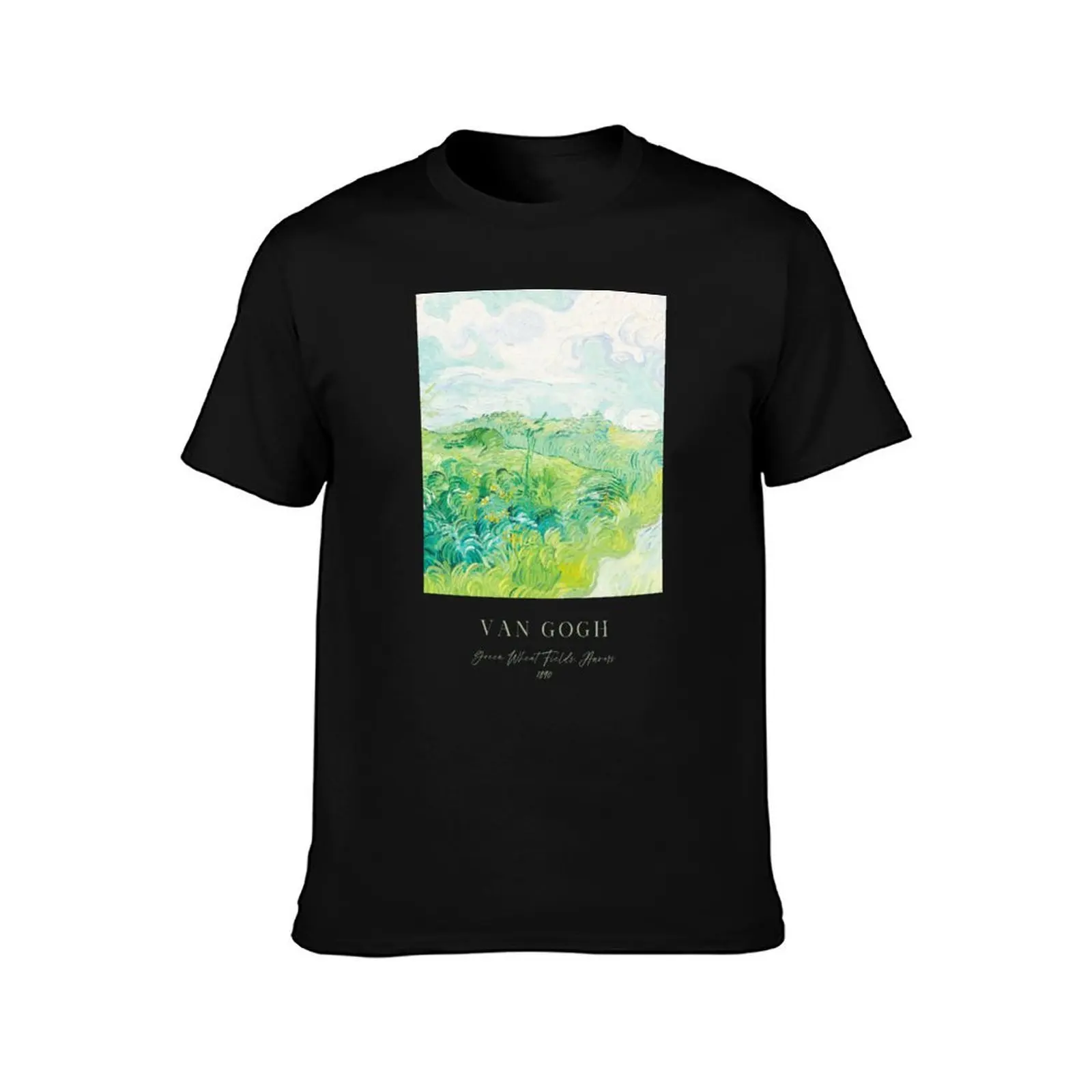 Green Wheat Fields, Auvers by Van Gogh, Sage Green T-Shirt vintage clothes oversized t shirt men workout shirt