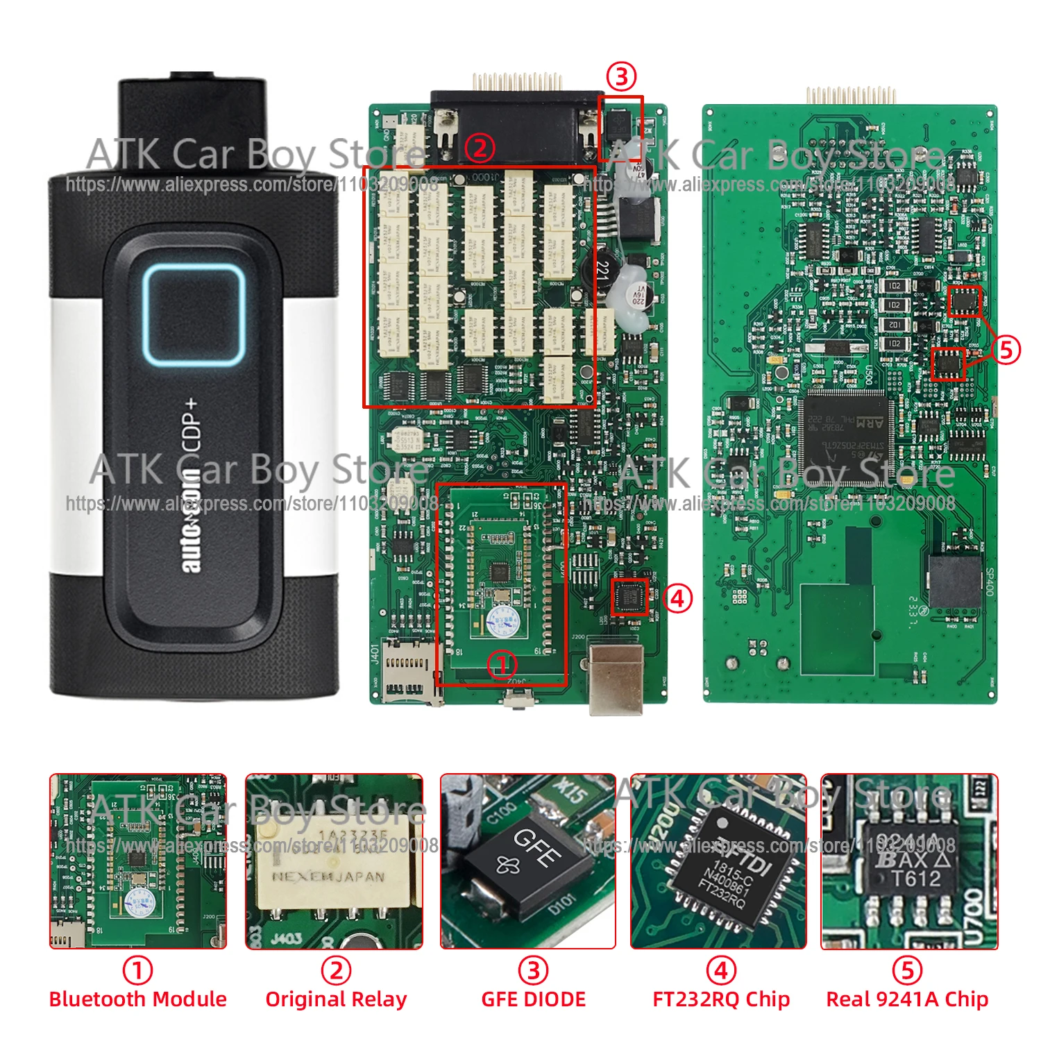 Single chip with 21 relays 9241A chip Car Truck Diagnostic Tool DS150 Autc-com 2021.11 with keygen Dei-phi 2021.10b Bluetooth