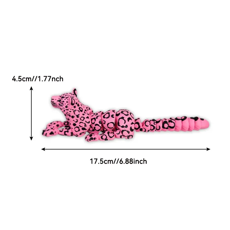 3D Printed Snow Leopard Figurine Joint Movable with Simulated Eyes Animal Ornament for Christmas Children's Gifts Home Decoratio