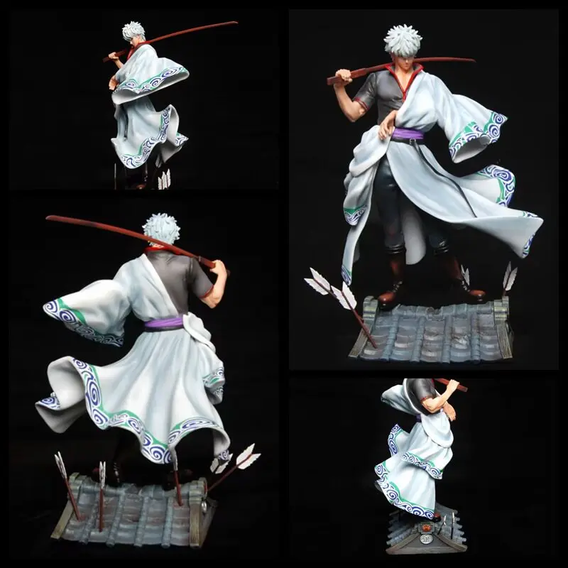 

30cm Gintoki Sakata Shiroyasha Anime Action Figure Roof Battle Scene Boxed Collectible Statue Model For Gintama Fans