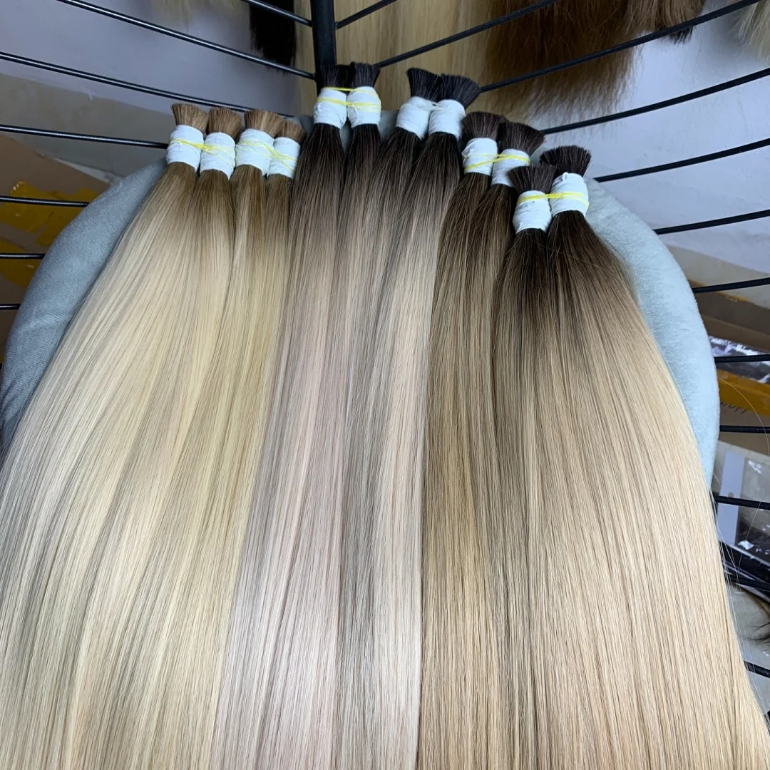 شعر أسود طبيعي حقيقي لا لحمة شعر ريمي فيتنام 100% شعر بشري السائبة 12A حزم شعر مستقيم 613 شقراء 18 بوصة للتضفير #4