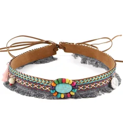 Ethnic Colorful Beads Necklace for Women Boho Turquoises Choker Necklaces Cotton Tassel Jewelry On The Neck Clothes Accessories