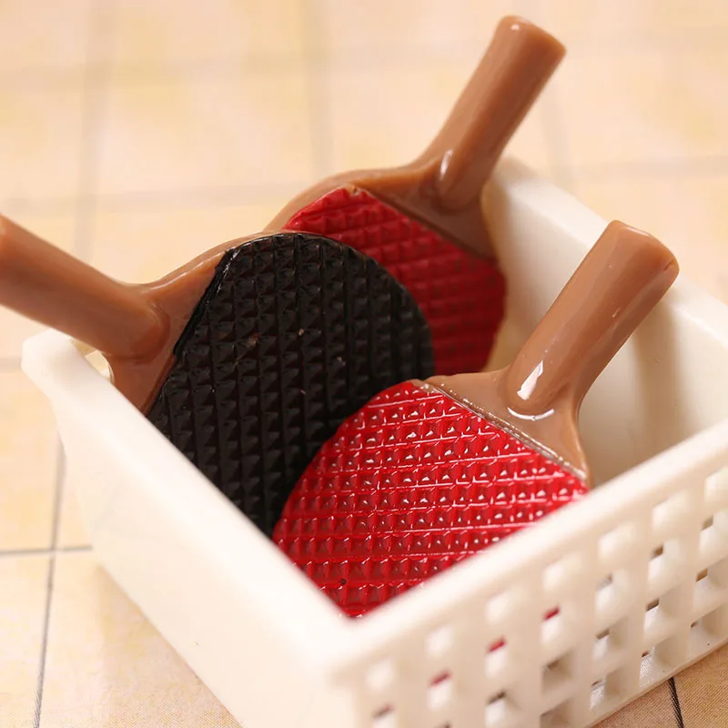 1Set Dollhouse Miniature Simulation Table Tennis Racket Model DIY Accessories DollHouse Furniture Toys