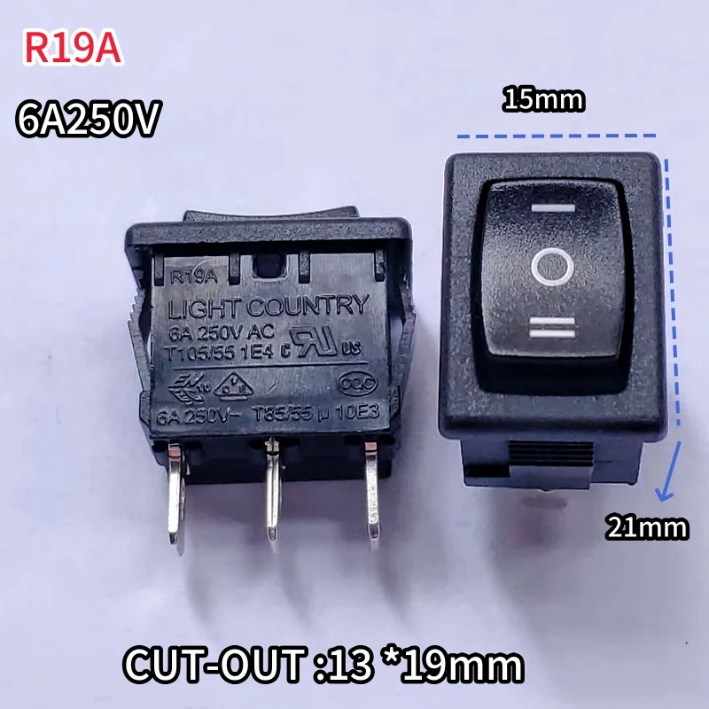 100% الأصلي حقيقية قارب على شكل تحويل الطاقة التبديل R19A 6A250V T105/55 1E4 لوحة حجم 15*21 مللي متر