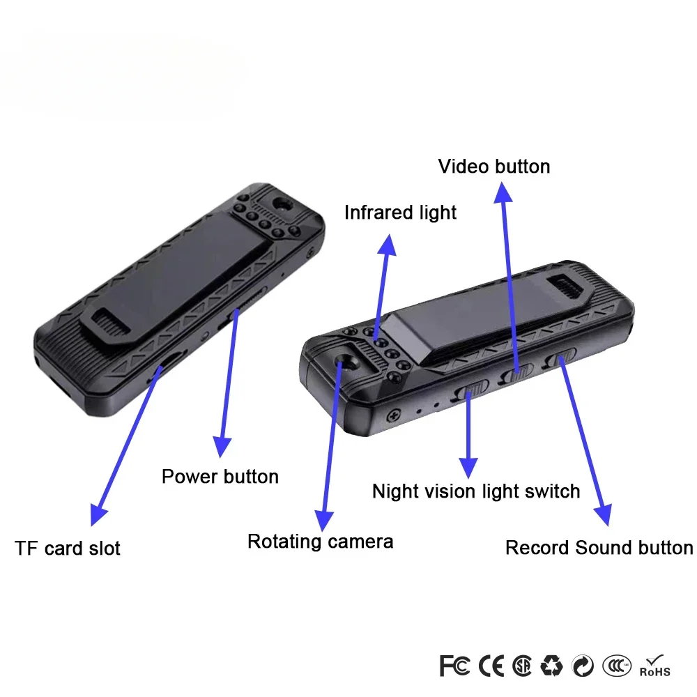 K3 1080P High Definition Night Vision Camera 180° Rotatable Mini Portable Camera Outdoor/indoor Camera Law Enforcement Recorder