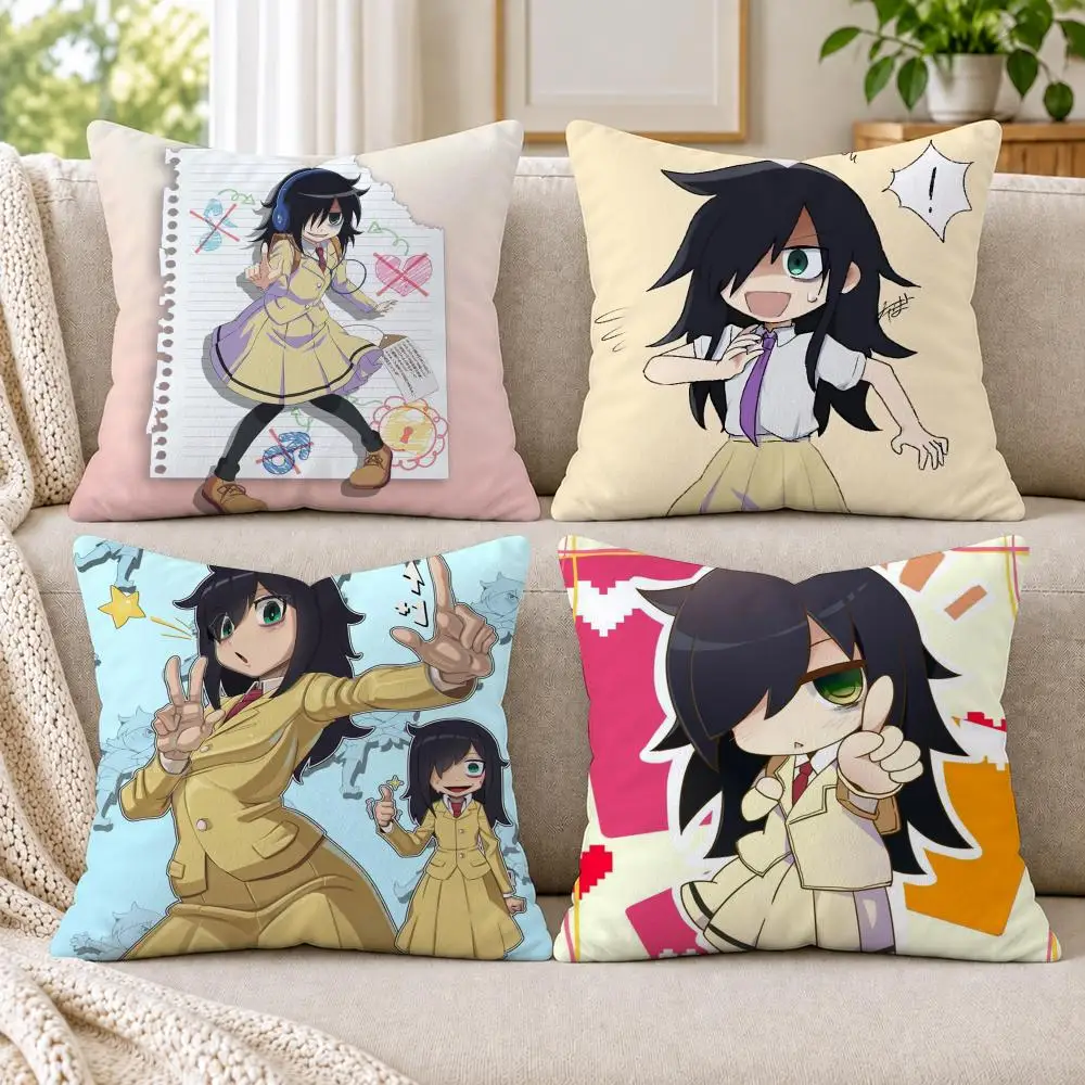 K-Kuroki T-Tomoko Cushion Cover Short Plush Double-Sided Printing Sofa Bedroom Pillow Case Aesthetic Home Decor
