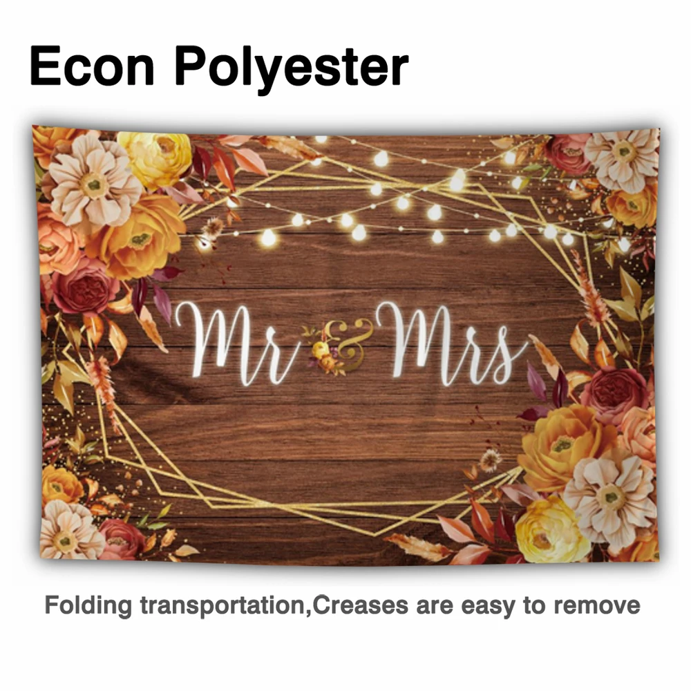 Funnytree Mr และ Mrs หมั้นฤดูใบไม้ร่วงฉากหลังดอกไม้ไม้แต่งงานเจ้าสาวตกแต่งห้องอาบน้ำครบรอบ Photophone พื้นหลัง