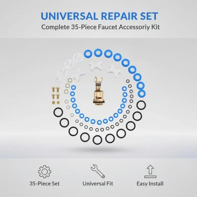 Universal Faucet Valve Core Repair Kit Easy Install Rubber Sealing Gasket O Ring Replacement for Daily Plumbing Maintenance
