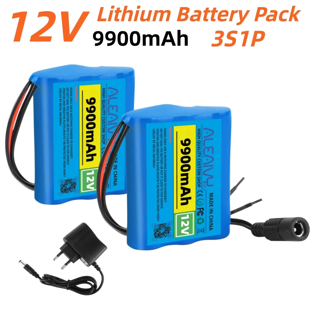 

12V 9900mAh 3S1P Protection Plate 12V 20.8Ah Battery Pack 18650 Lithium ion DC 12.6V Rechargeable Battery+1A Charger