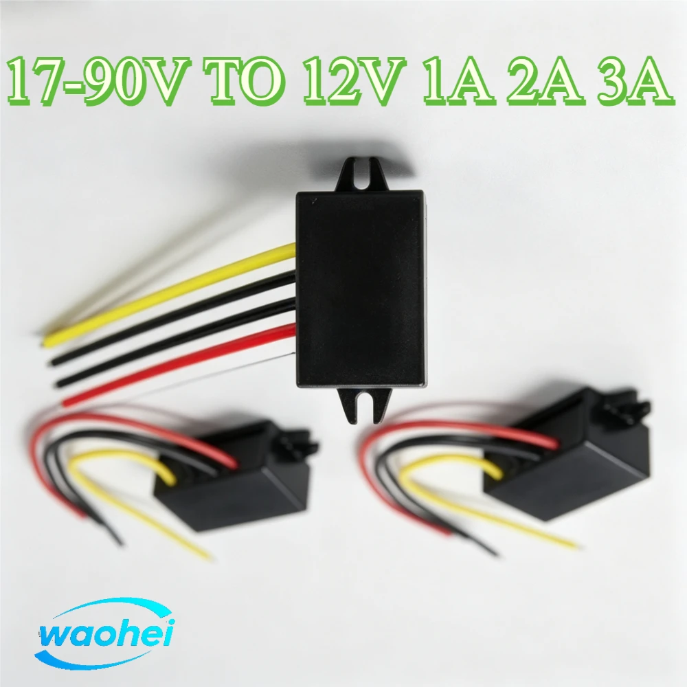 17-90V TO 12V 1A 2A 3A DC-DC Step Down Converter 24V 36V 48V 60V 72V TO 12V Buck Voltage Regulator Transformer Car Power Supply