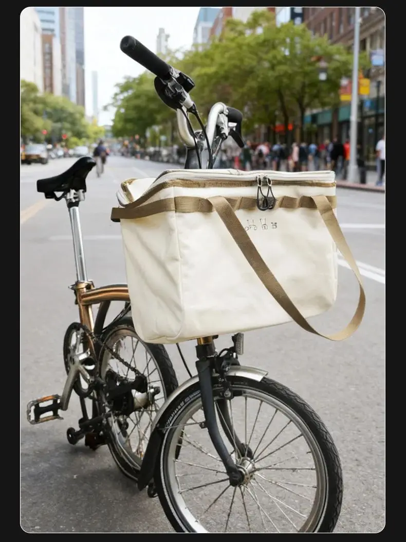 AliExpress NONE 21L Large Capacity Front Storage Bag With Bracket Pet Bag For Brompton Folding Bicycle Vegetable Basket Bag And Internal Bracket