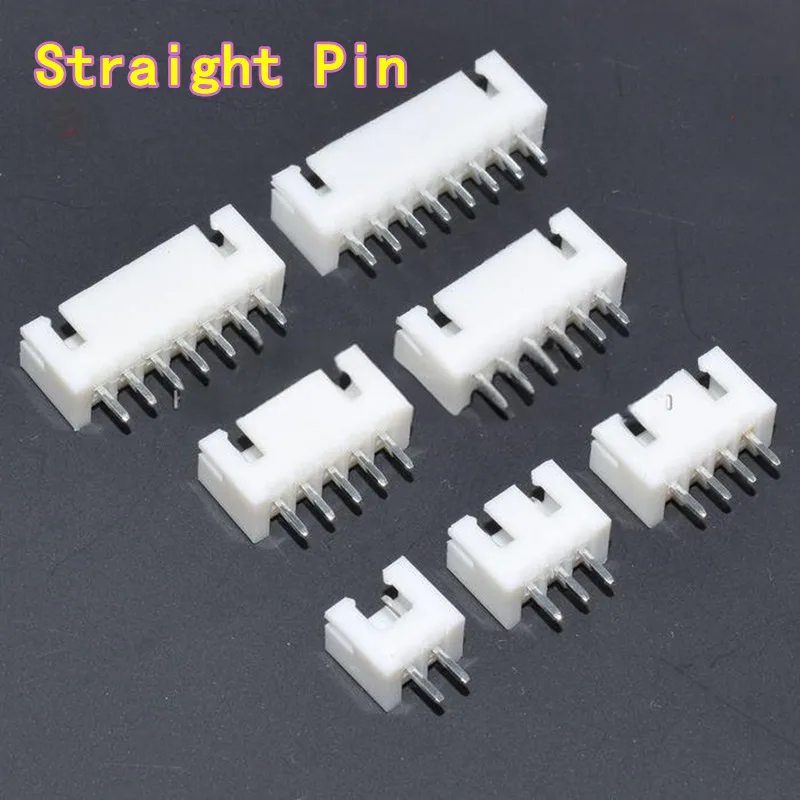 100 قطعة XH2.54 دبوس مستقيم/موصل دبوس منحني؛ 2.54 ملم الإسكان ورأس الدبوس المستقيم، XH-2/3/4/5/6/7/8/10P