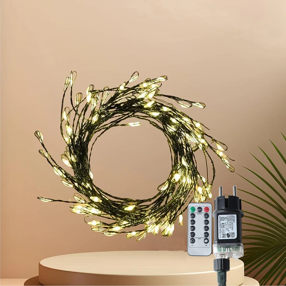 LED String Fairy Lights Green Wire Outdoor Cluster Christmas Tree Lights Garland For New Year Street Home Party Wedding Decor
