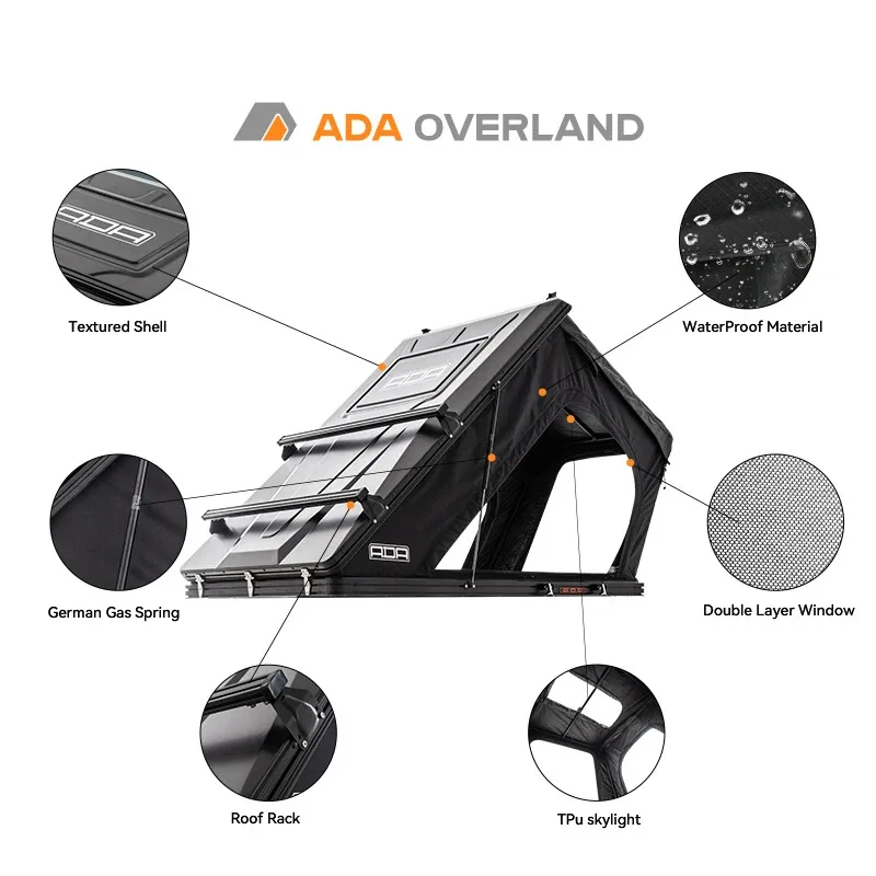 ADA OVERLAND نمط جديد العربة في الهواء الطلق 4x4 على الطرق الوعرة الألومنيوم قشرة صلبة سهلة الإعداد خفيفة الوزن على السطح خيمة للتخييم #3