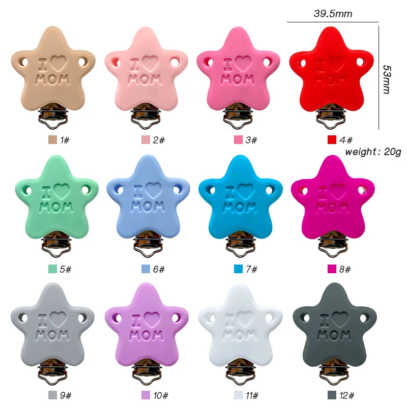 3 pezzi in silicone stella ciuccio clip portaciuccio catena succhietto clip per allattamento accessori per catena ciuccio senza BPA