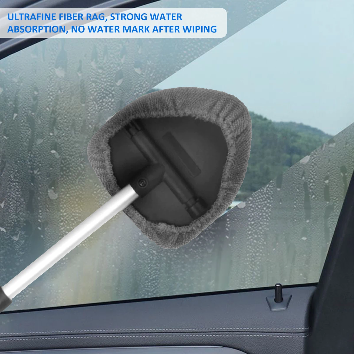 Car Windscreen Cleaner with Telescopic Handle 2 Microfiber Pads Soft Windshield Cleaning Tool for Car Window Cleaner Brush