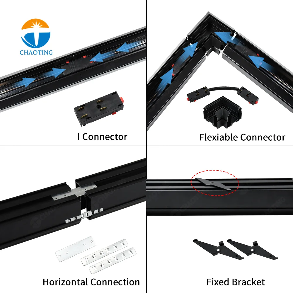 220V Track Light New Design Magnetic Track Rail Tension Fabric LED Aluminum Profile for Stretch Ceilings