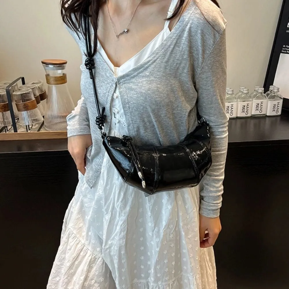 

Модная винтажная сумка через плечо с круассаном в стиле ретро, сумка через плечо из искусственной кожи с клецками, повседневная однотонная женская сумка, уличная одежда