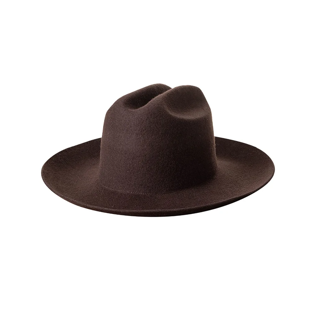Luxury Designer Brand Women Wool Cowboy Hat Ladies Felt Jazz Winter Hats Wedding Church Dress Hats Chapeu Feminino