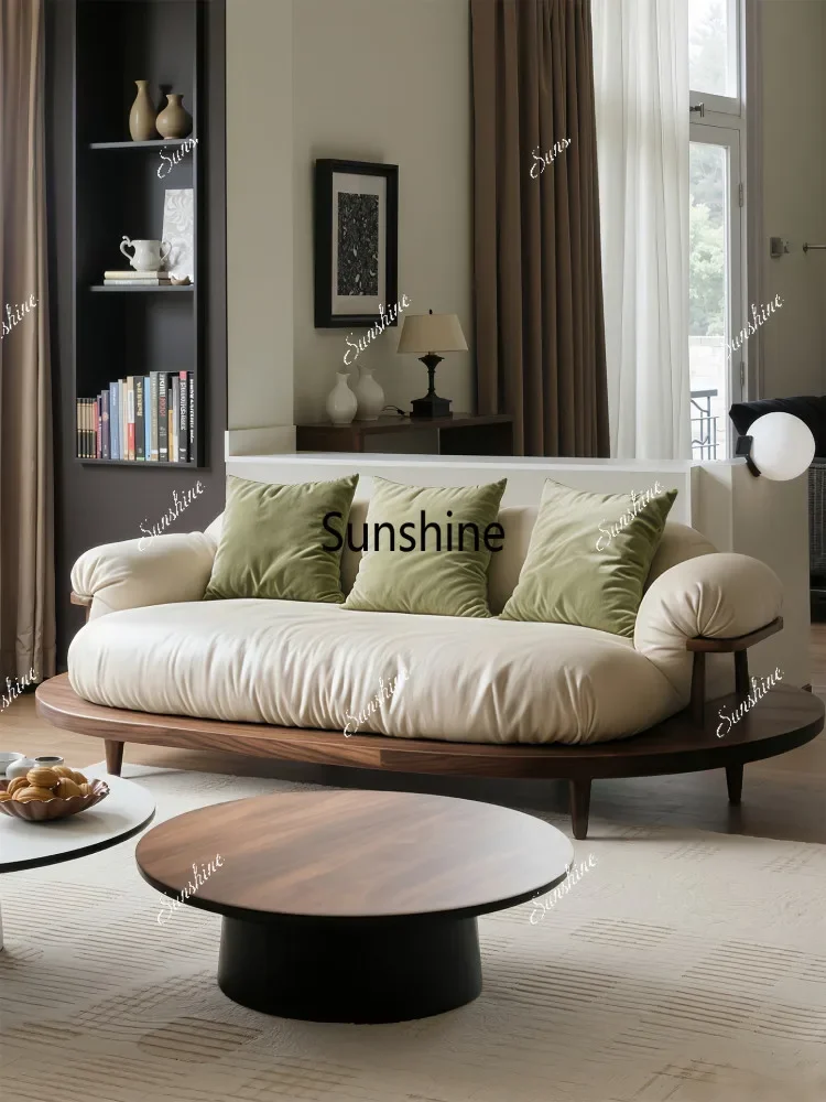 YArc leisure sofa moon arc special-shaped black walnut creative living room furniture
