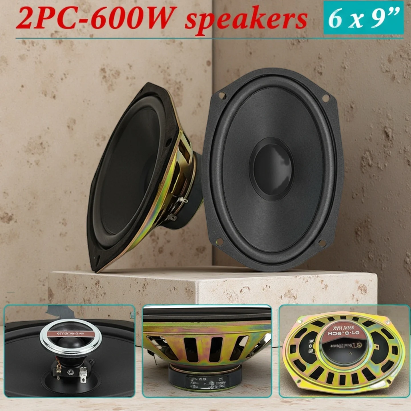1PC 6x9 Inch Car Midbass Speaker 600W Max Power Stereo Woofer for Vehicle Door and Computer Subwoofer Modification Speaker