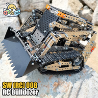 RC Bulldozer DIY Stainless Steel Assembled SW (RC) 008 Tracked Truck 2.4G Remote Control 10 Channels Puzzle Building Block Toys