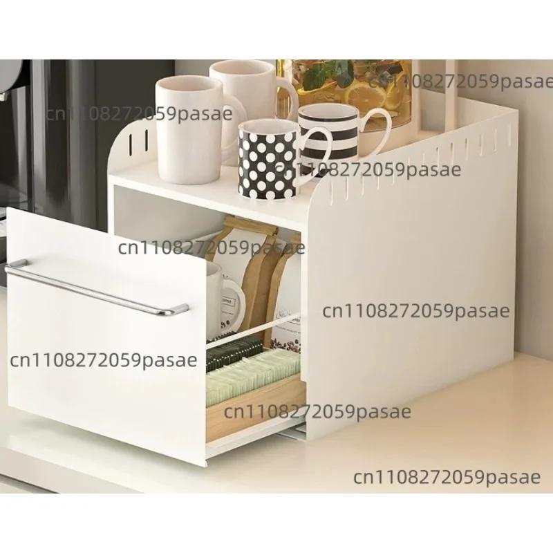 Household Countertop Can Be Pumped, Water Cup, Mug Rack, Tea Bag, Coffee Bag, Dust Storage Box, Kettle Placement
