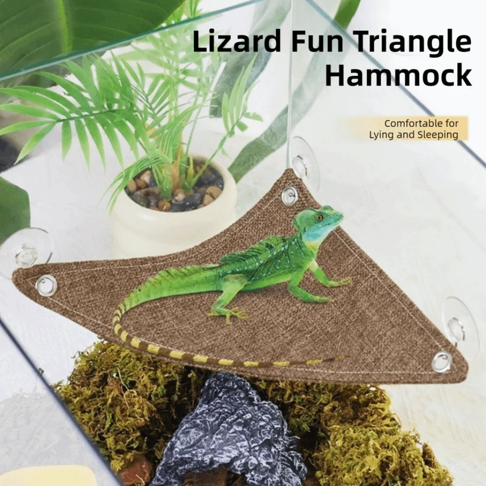 Suction Cup Lizard Triangle Hammock Lightweight Breathable Geckos Habitat Hanging Reptile Bed Swing Terrarium Accessories