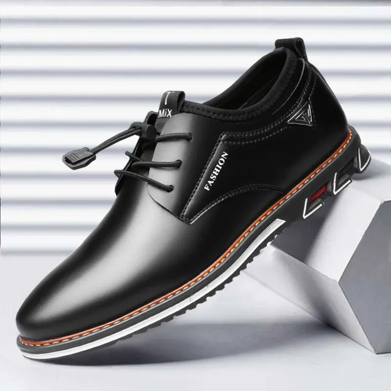 Chaussures en cuir verni PU noir pour hommes, chaussures d'affaires décontractées, à lacets, formelles, chaussures de travail de bureau pour hommes, fête, mariage, Oxfords, 2024