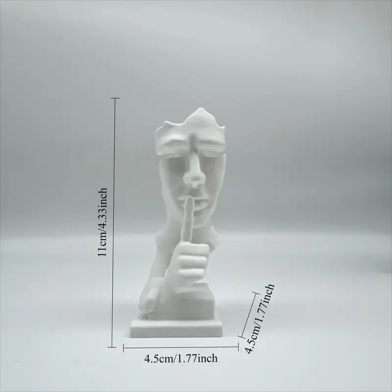 تمثال المفكر، الصمت هو تمثال فني تجريدي ذهبي، بلاستيك متين مطبوع ثلاثي الأبعاد، نحت منزلي بلاستيكي حديث، تصميم بسيط، زخرفة عالية الجودة، ديكور مكتب منزلي، هدية إبداعية لعيد الميلاد وعيد الفصح والهالوين #6